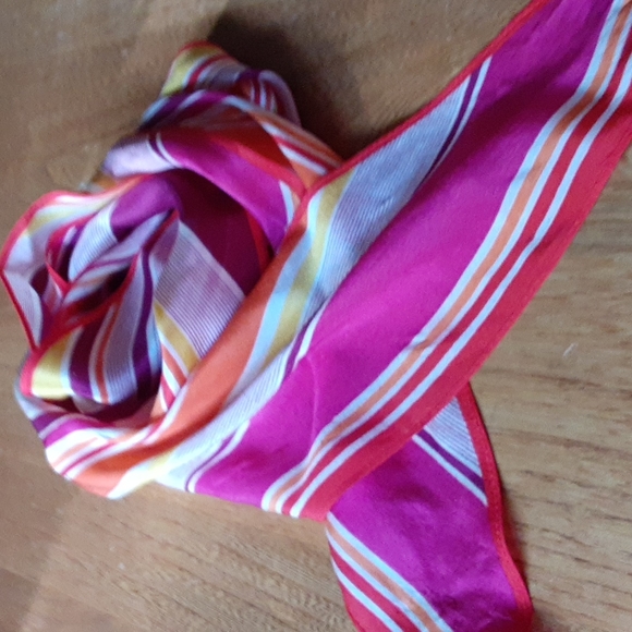 Vtg Oscar de la Renta Colorful Stripe Silk Scarf 7"×72" - Picture 4 of 7